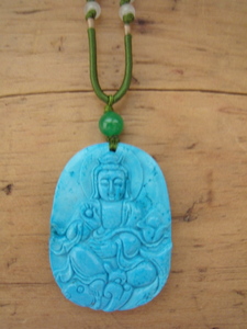 Turquoise Carved Kuan Yin Necklace